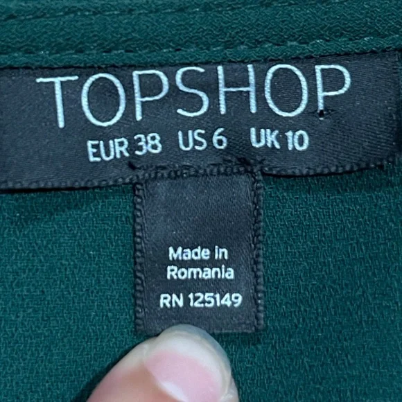 Topshop Dark Green Long Sleeve Dress - Picture 11 of 14